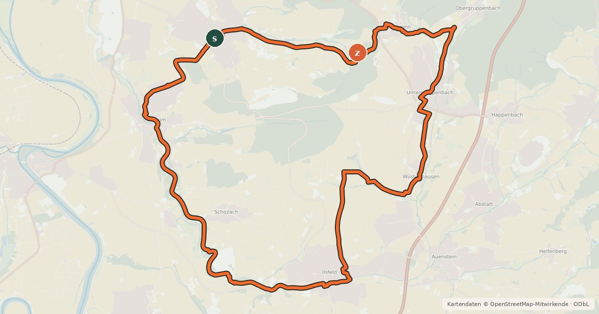 Kartenübersicht der Radroute SB1 Genießertour
