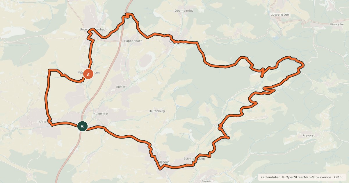 Kartenübersicht der Radroute SB4 Mountainbikerunde