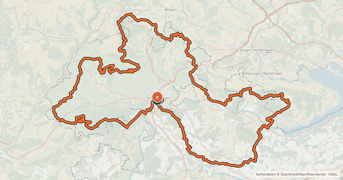 Kartenübersicht der Radroute Schaffhauserland Bike