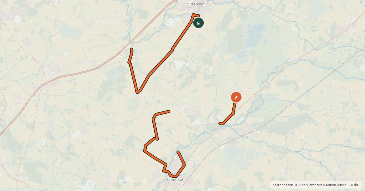 Kartenübersicht der Radroute Schafstall-Tour Radweg
