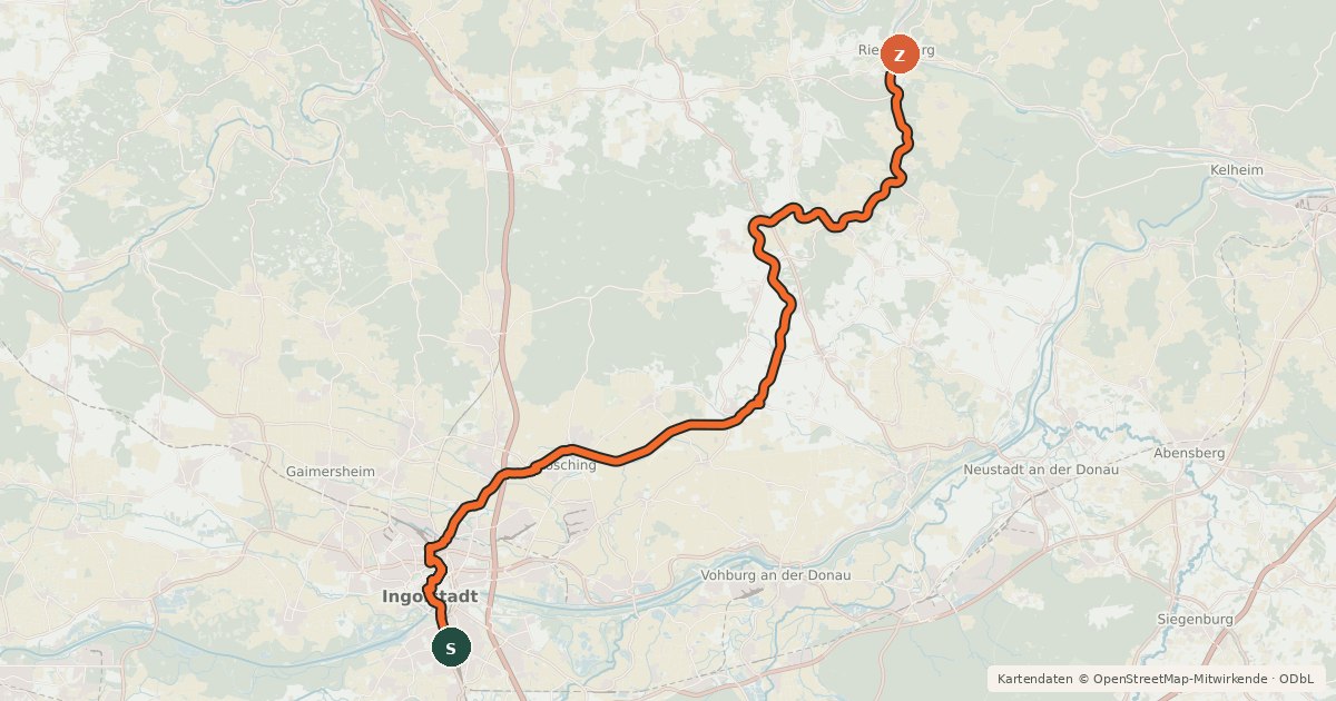 Kartenübersicht der Radroute Schambachtalbahn-Radweg