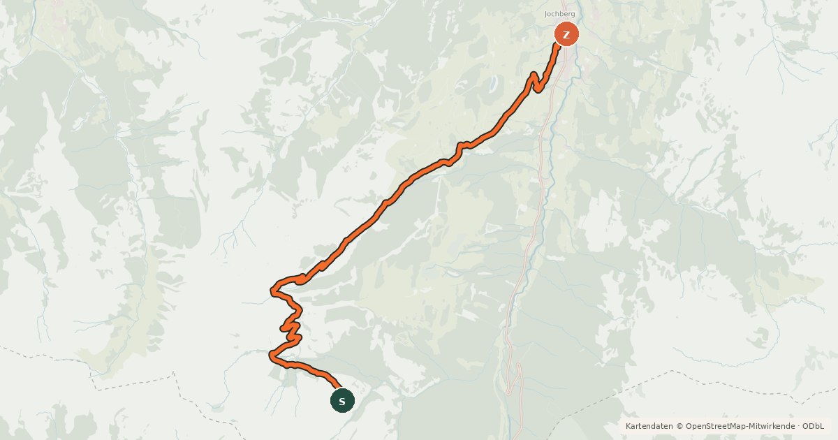 Kartenübersicht der Radroute Schering-Gauxalm-Sonnalm