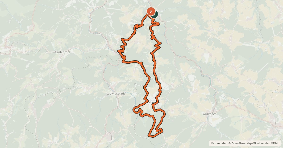 Kartenübersicht der Radroute Schiefergebirgstrophy - Teil 2