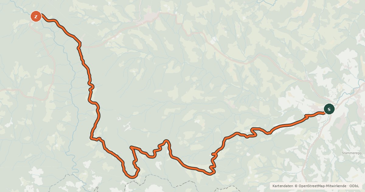 Kartenübersicht der Radroute Schilcherradweg