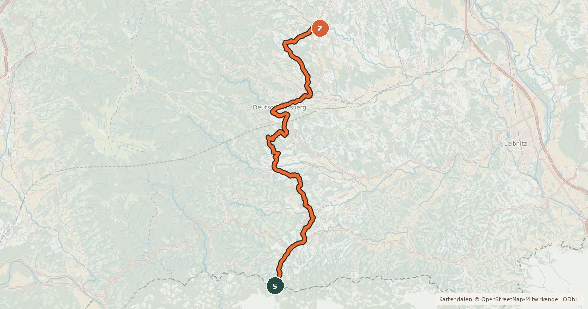 Kartenübersicht der Radroute Schilcherradweg