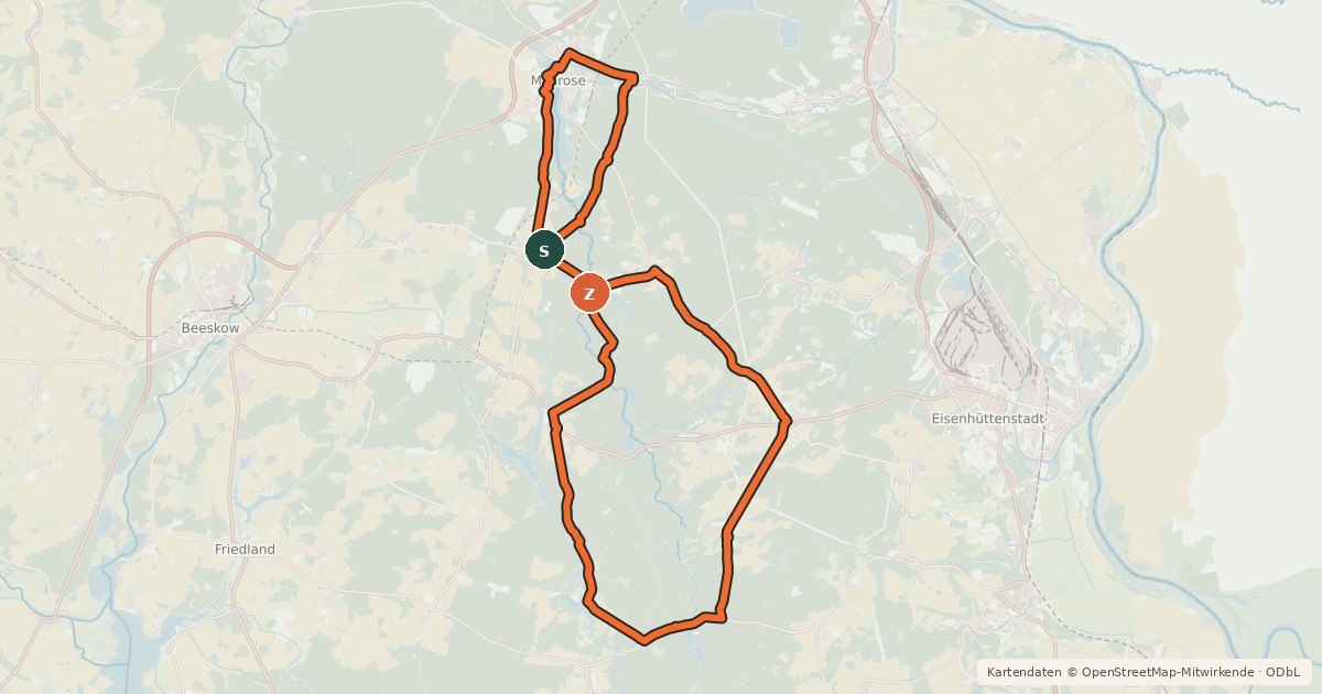 Kartenübersicht der Radroute Schlaubetal-Radtour