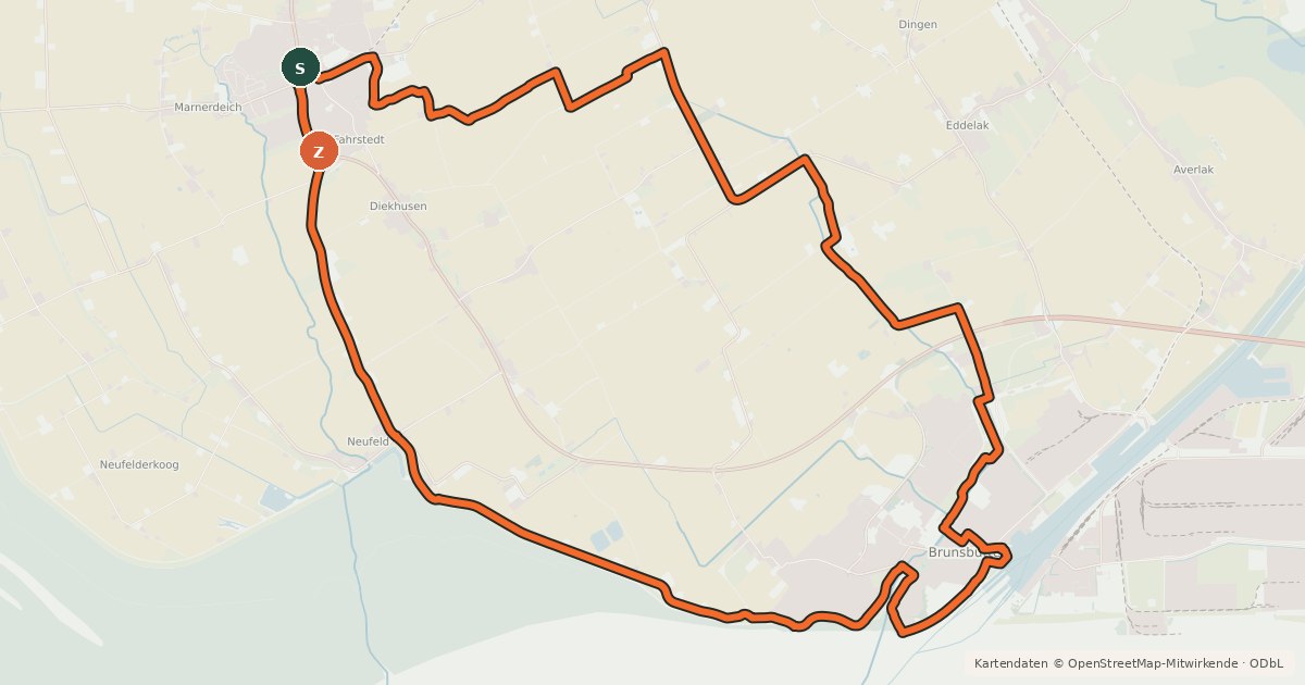 Kartenübersicht der Radroute Schleusenroute