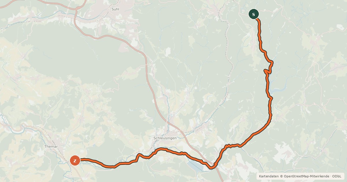 Kartenübersicht der Radroute Schleusetal-Radweg