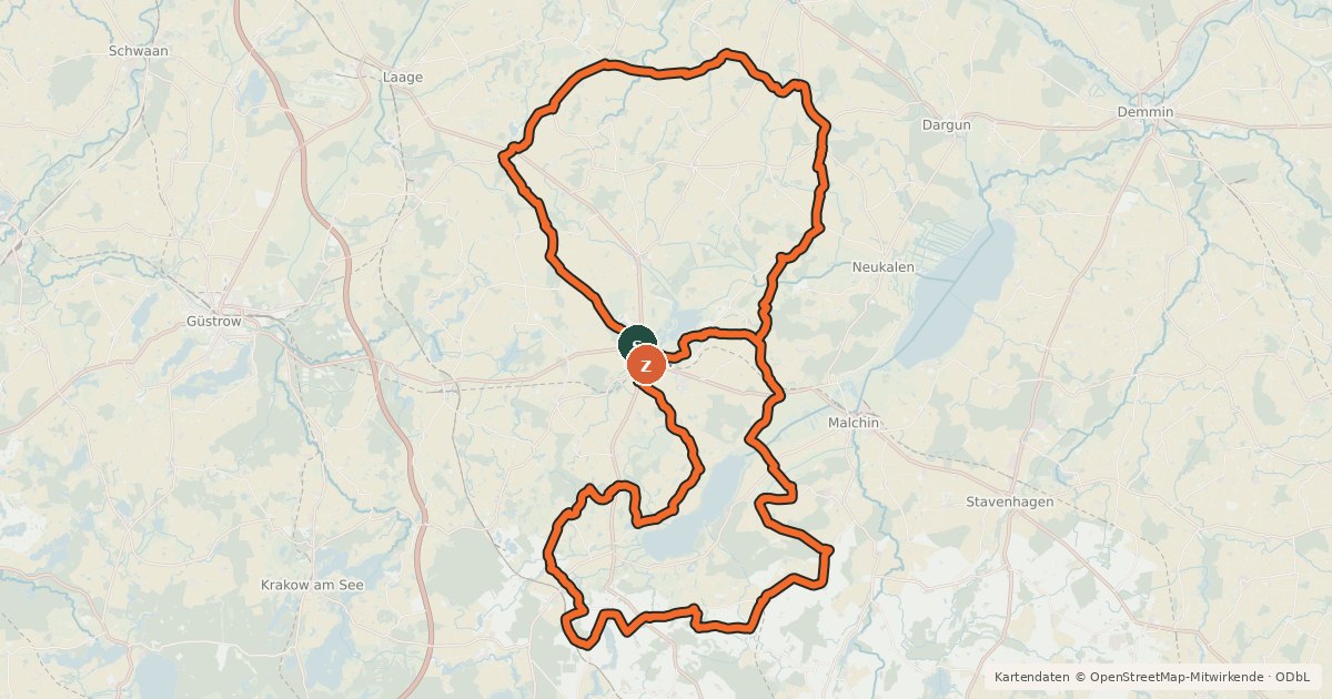 Kartenübersicht der Radroute Schlösser Rundweg