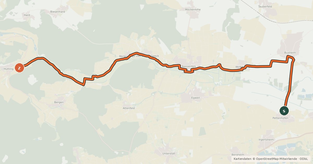 Kartenübersicht der Radroute Schlösser- und-Burgen-Tour