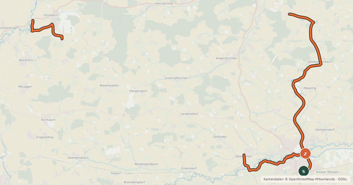 Kartenübersicht der Radroute Schlössertour