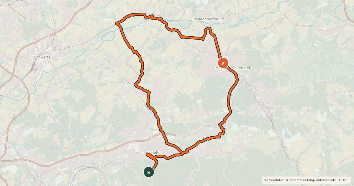 Kartenübersicht der Radroute Schmetterlingsroute