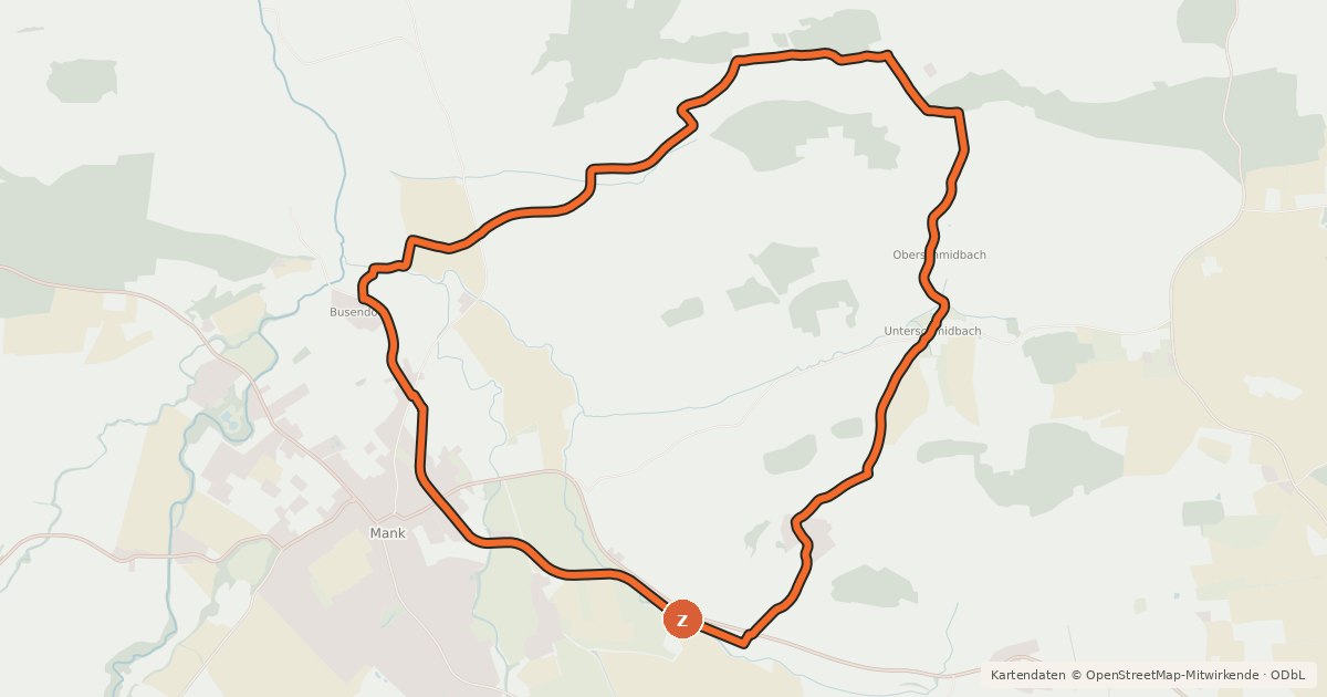 Kartenübersicht der Radroute Schmidbach - Runde
