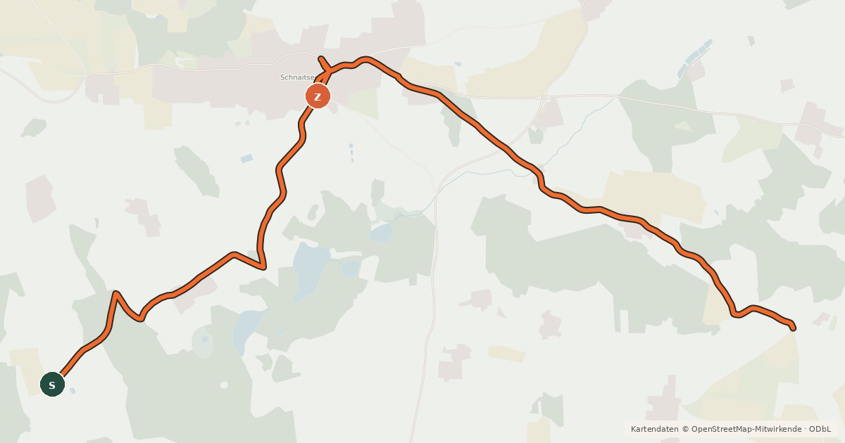 Kartenübersicht der Radroute Schnaitseer Radrundweg (Zufahrt)