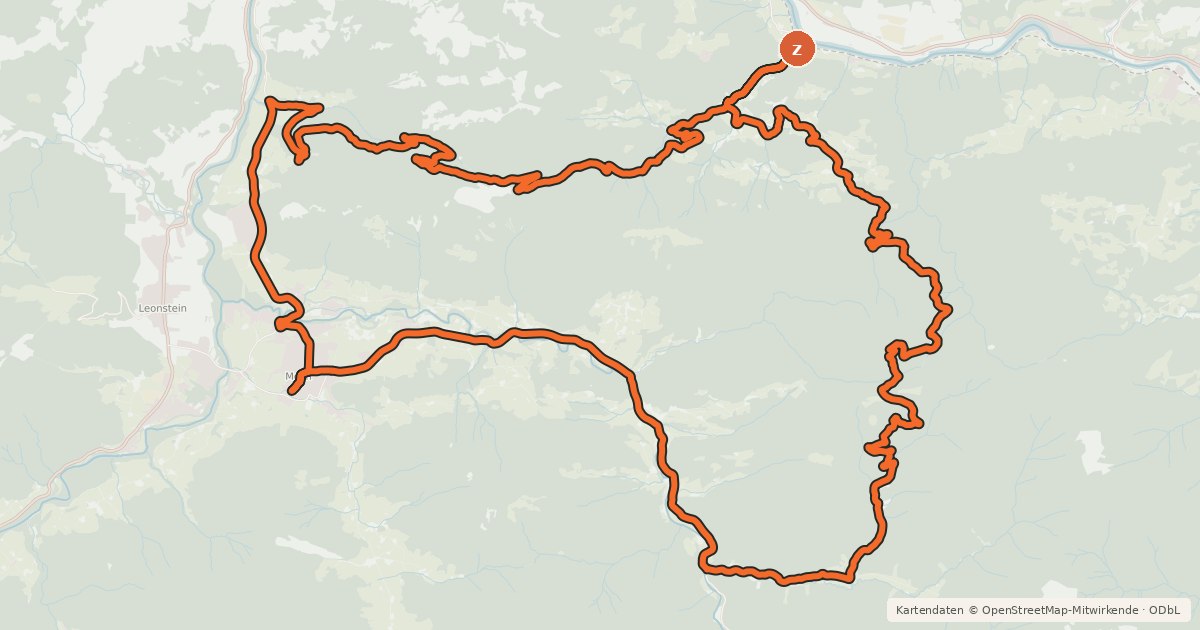 Kartenübersicht der Radroute Schobersteinrunde