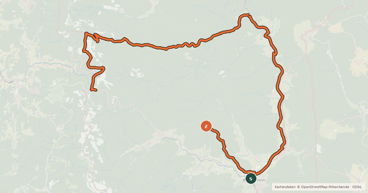 Kartenübersicht der Radroute Schönmünzach-Tour