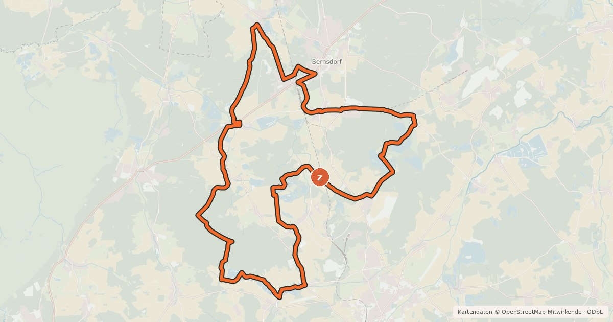 Kartenübersicht der Radroute Schönteichenrundweg