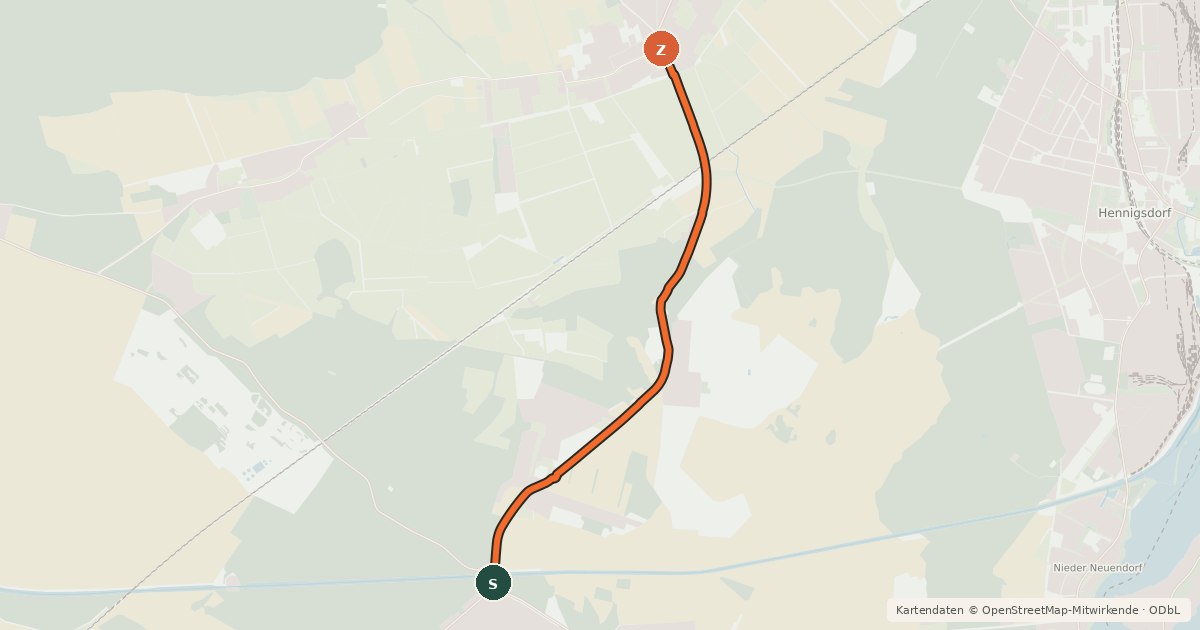 Kartenübersicht der Radroute Schönwalde (2) - Bötzow (28)