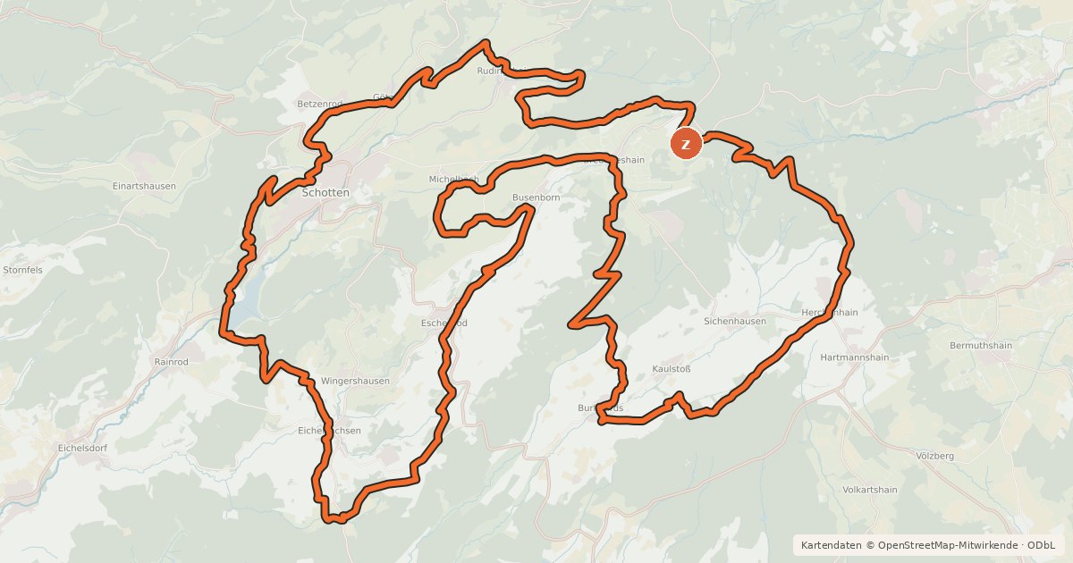Kartenübersicht der Radroute Schottener Runde über Stausee