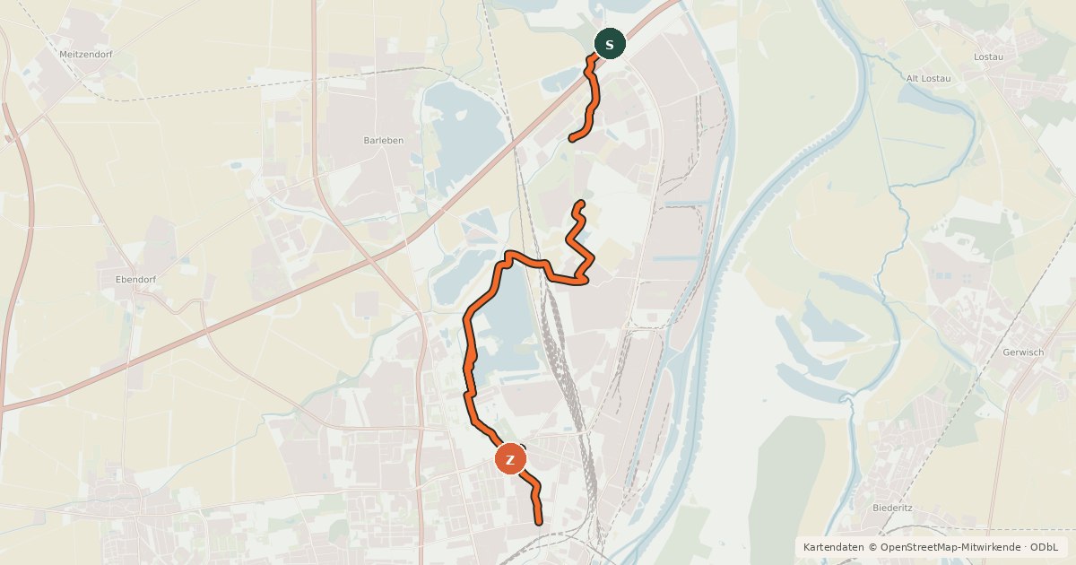 Kartenübersicht der Radroute Schroteradweg