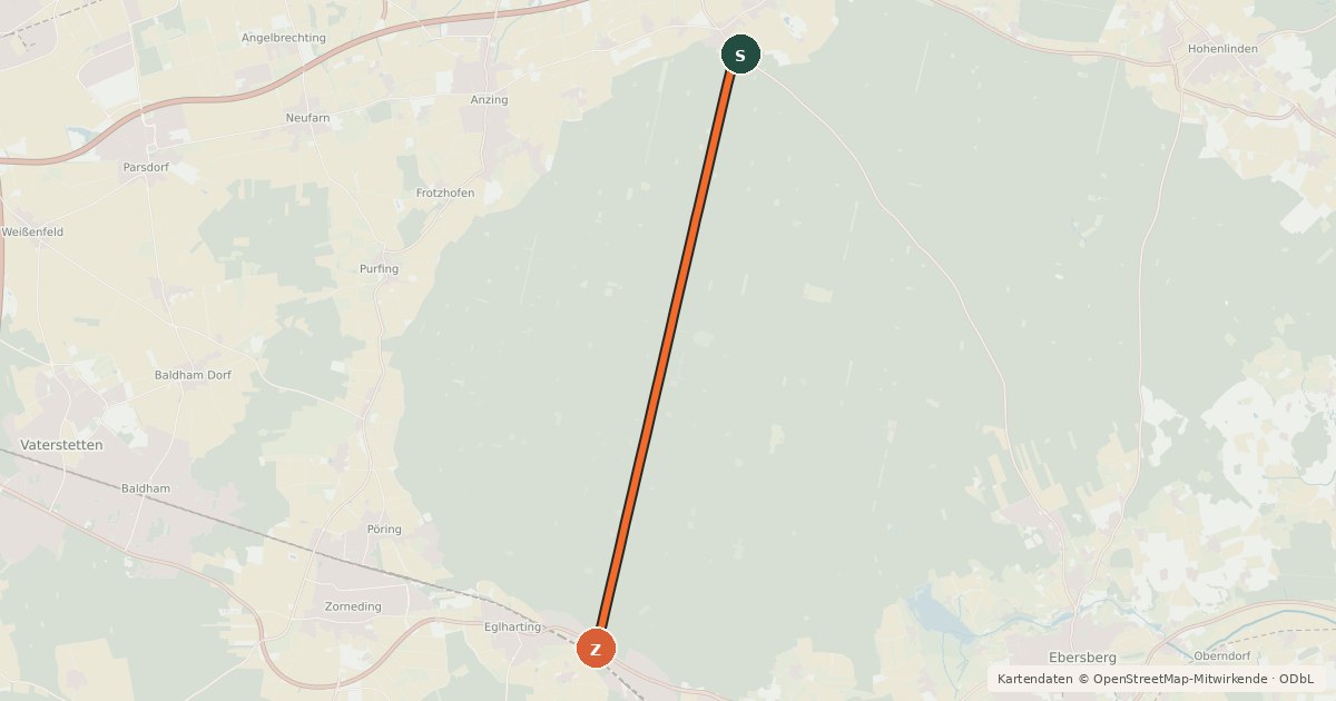Kartenübersicht der Radroute Schwaberwegen - Kirchseeon