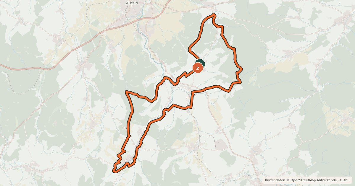 Kartenübersicht der Radroute SchwalmTALradweg