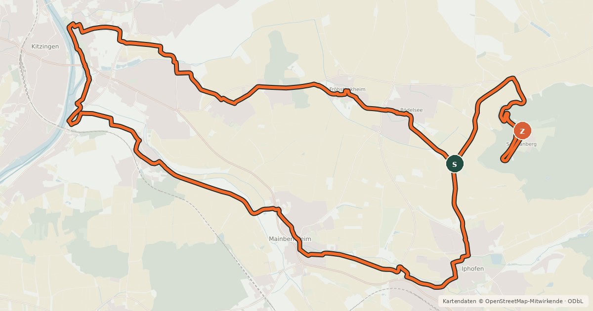 Kartenübersicht der Radroute Schwanberg-Tour