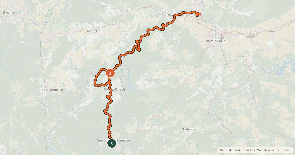 Kartenübersicht der Radroute Schwarzatalradweg