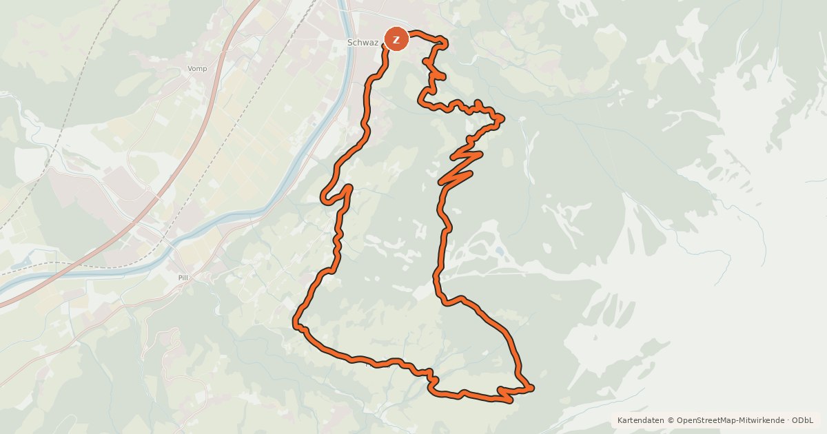 Kartenübersicht der Radroute Schwazer Panoramarunde Grafenast