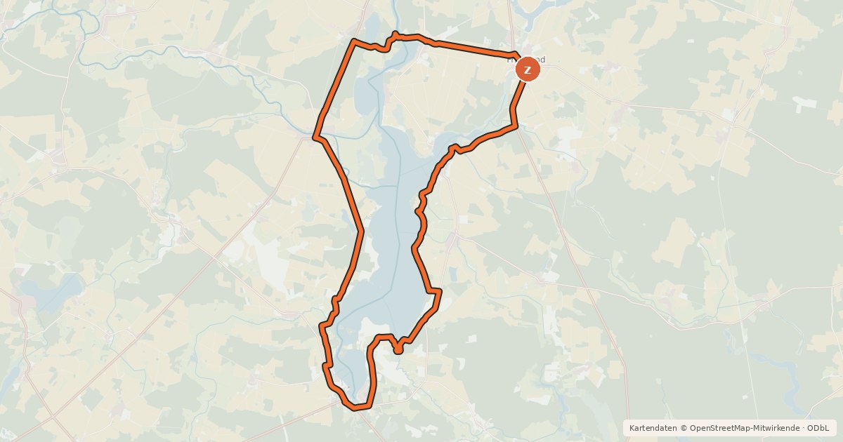 Kartenübersicht der Radroute Schwielochsee-Radweg