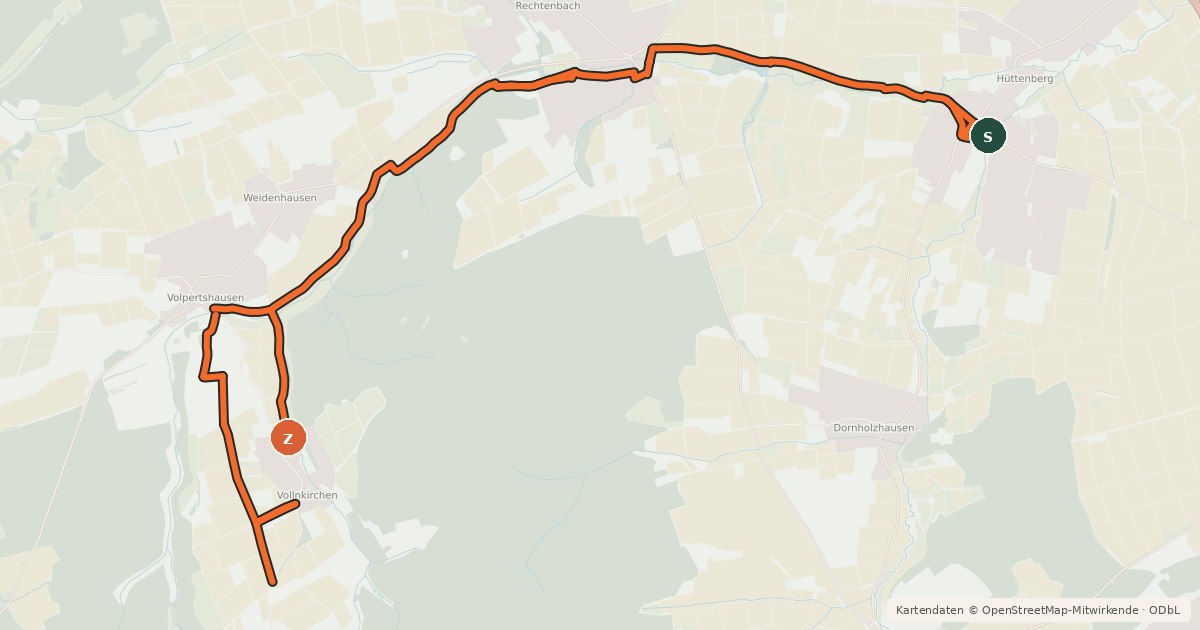 Kartenübersicht der Radroute Schwingbach-Radweg