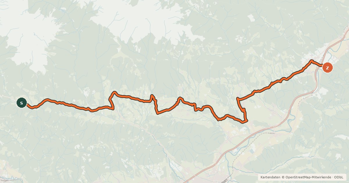 Kartenübersicht der Radroute Seckauer Alpenradweg