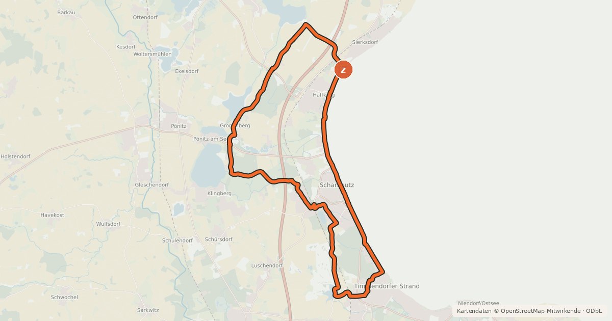 Kartenübersicht der Radroute See(n), Seh'n, Geh'n-Tour