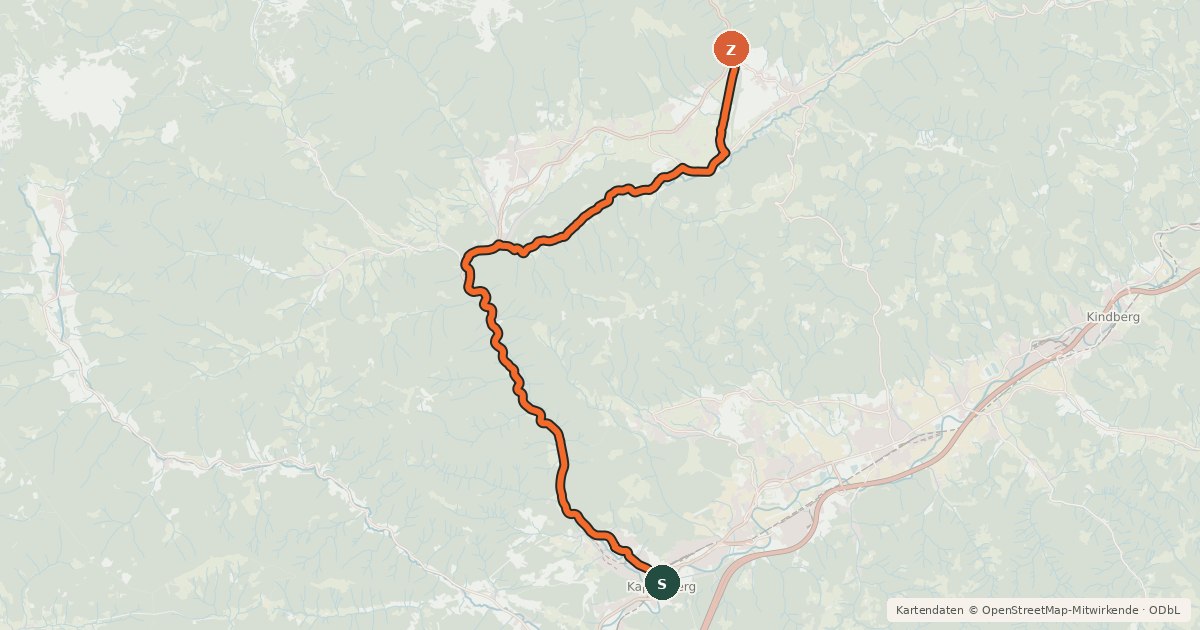 Kartenübersicht der Radroute Seebergradweg