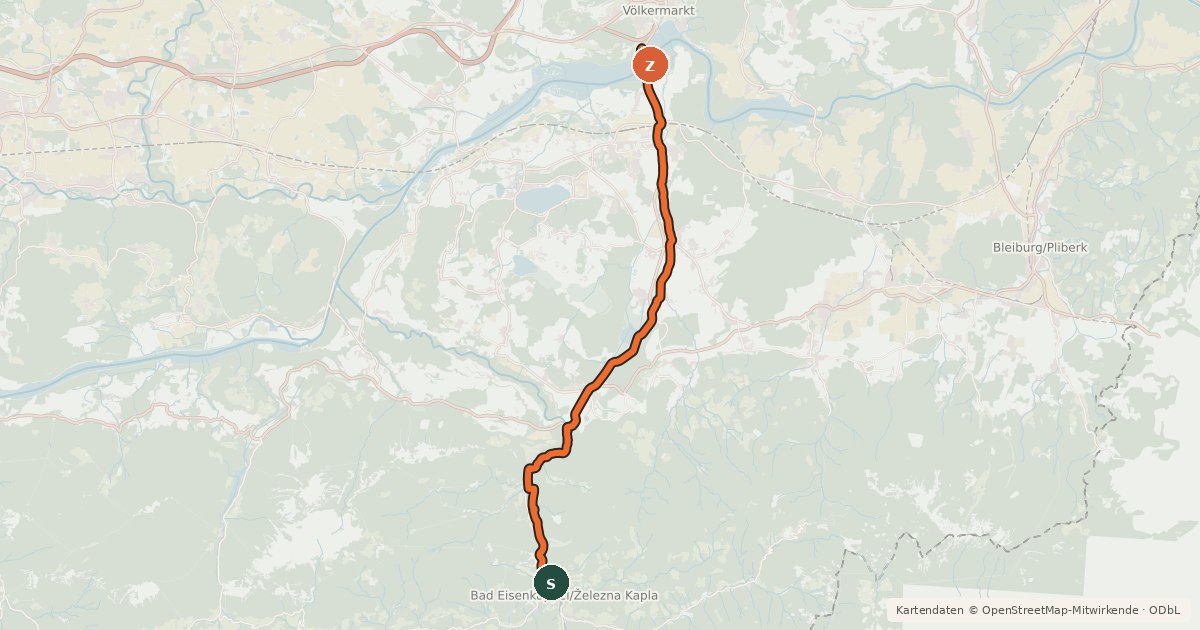 Kartenübersicht der Radroute Seebergweg