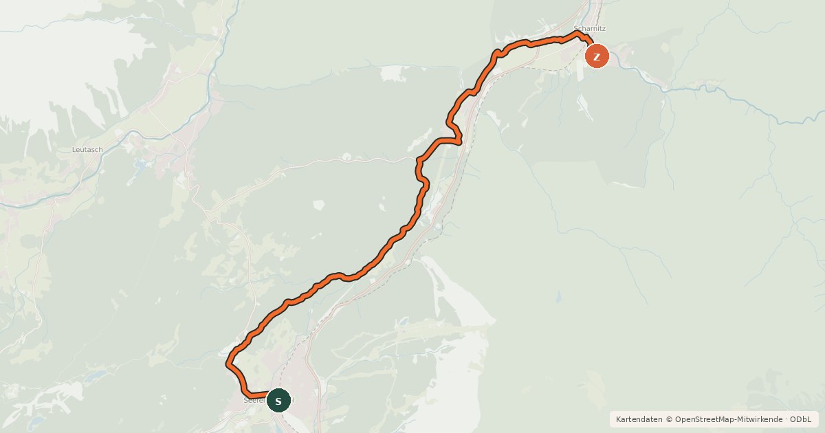 Kartenübersicht der Radroute Seefeld - Scharnitz