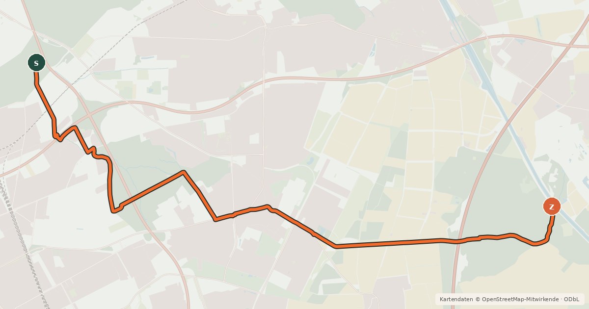 Kartenübersicht der Radroute Seelhorst