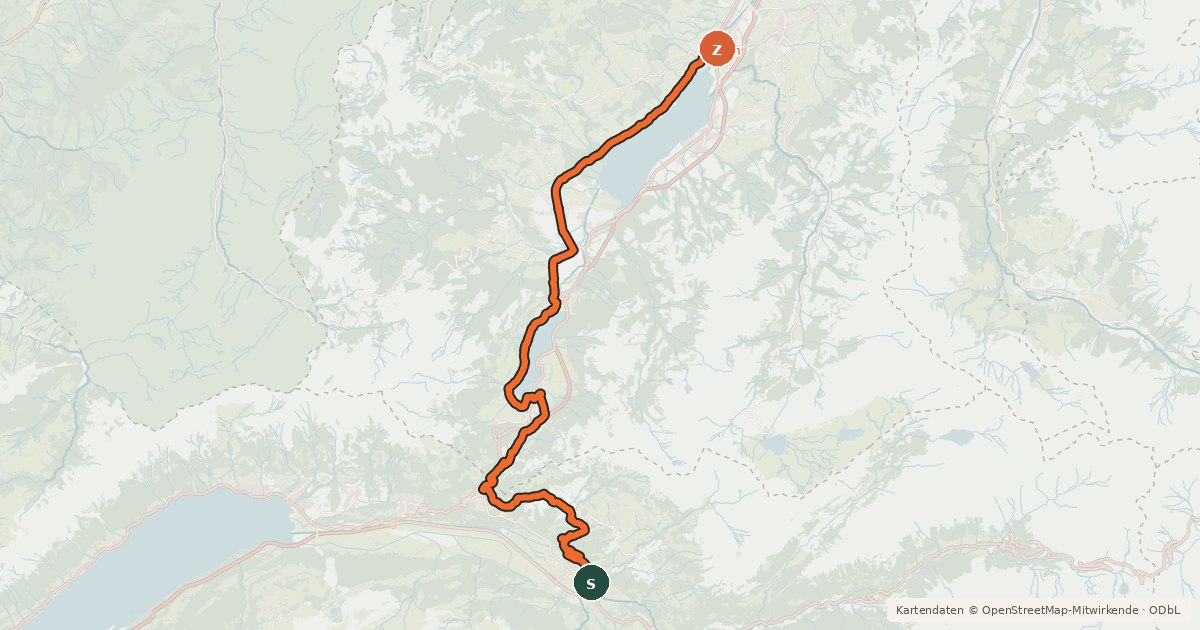 Kartenübersicht der Radroute Seen-Route