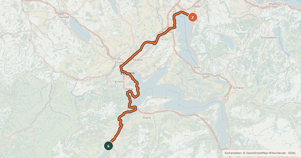 Kartenübersicht der Radroute Seen-Route