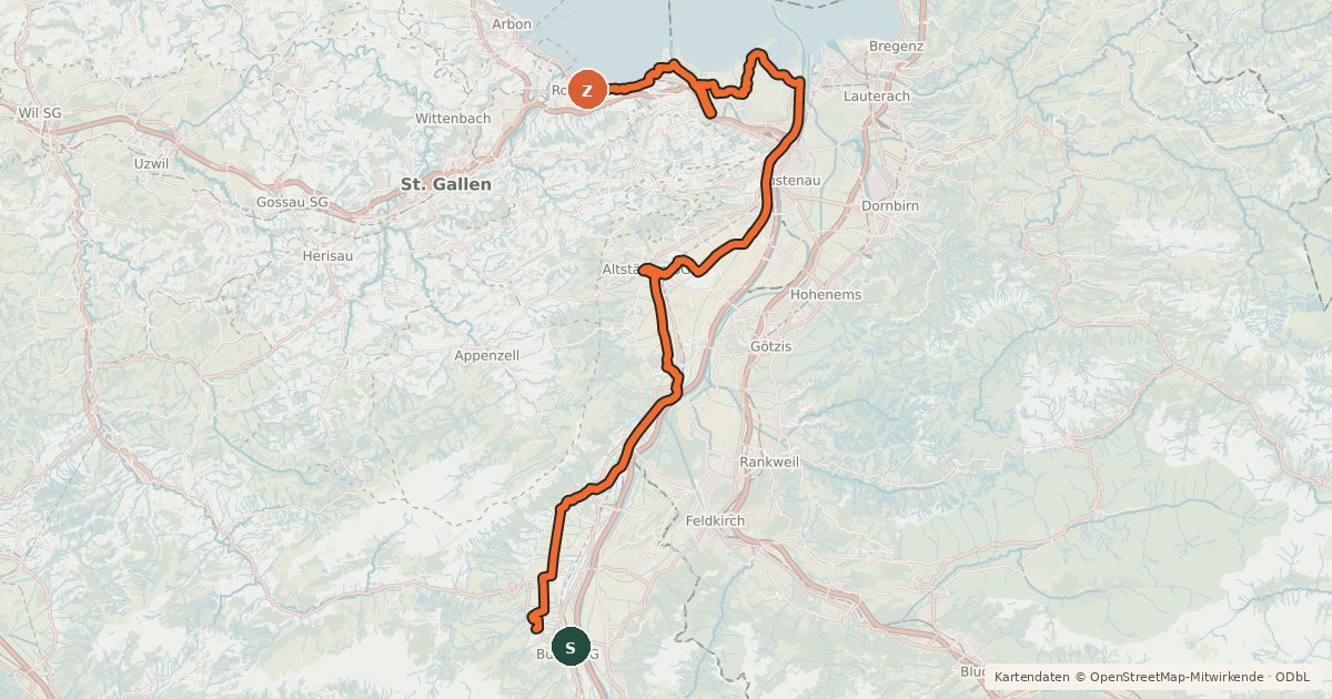 Kartenübersicht der Radroute Seen-Route