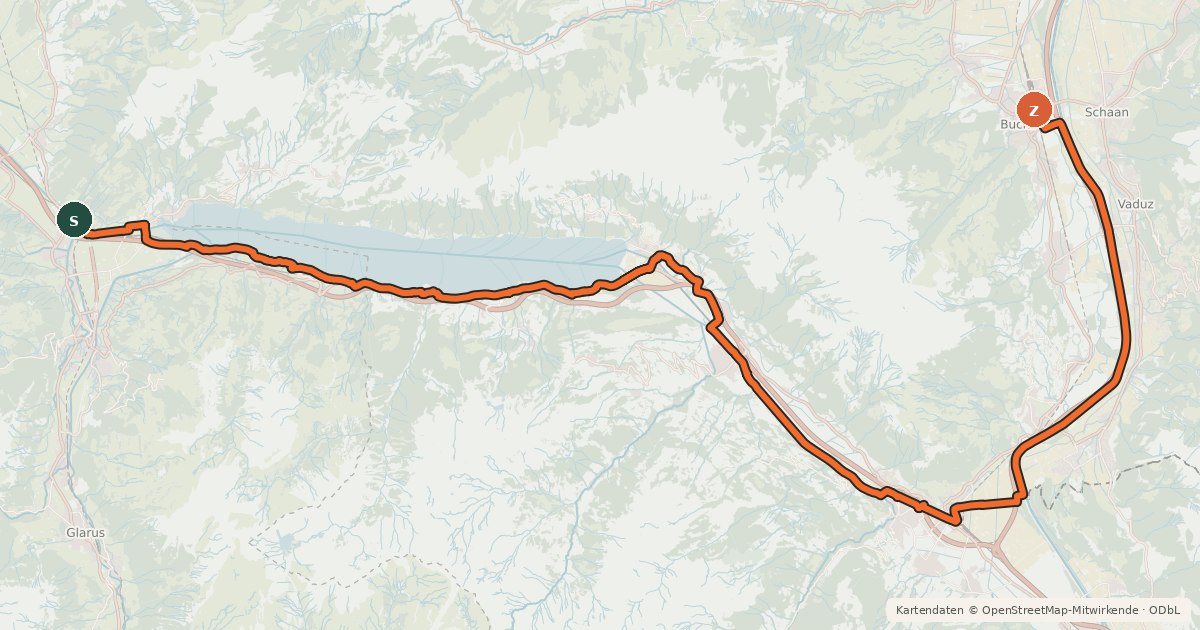 Kartenübersicht der Radroute Seen-Route