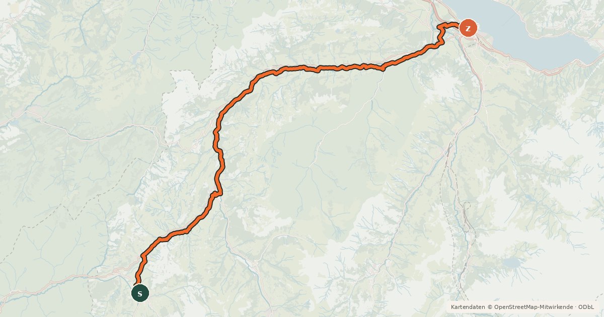 Kartenübersicht der Radroute Seen-Route