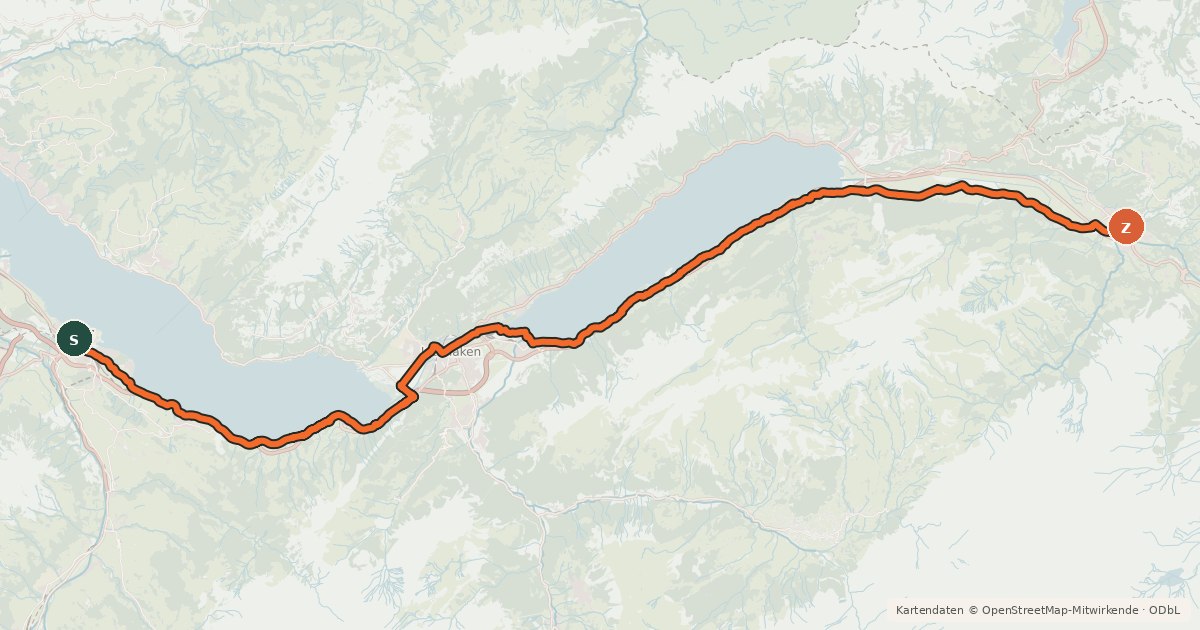 Kartenübersicht der Radroute Seen-Route