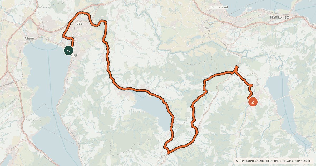 Kartenübersicht der Radroute Seen-Route