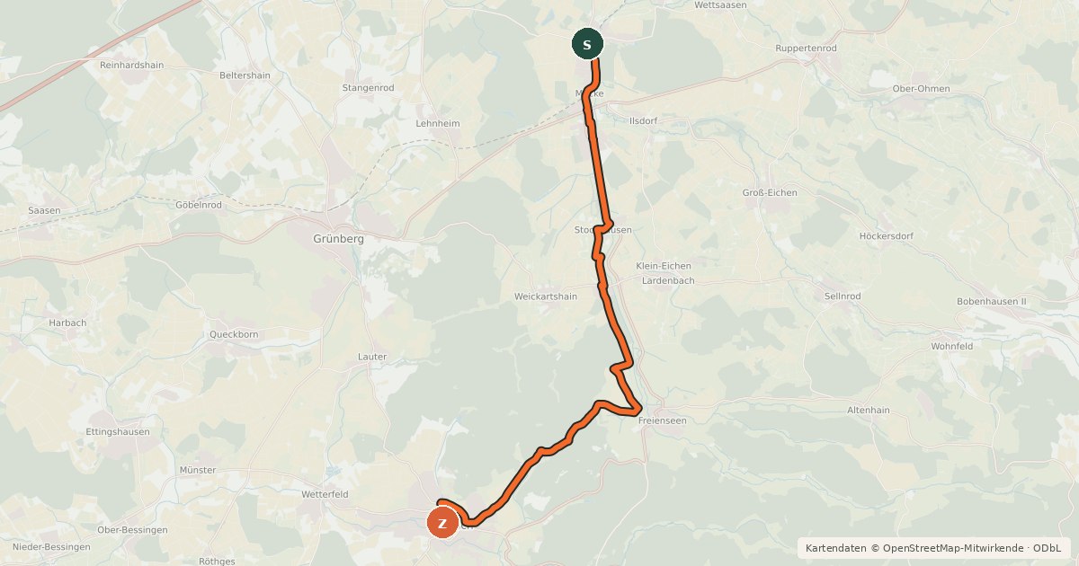 Kartenübersicht der Radroute Seenbach-Tour