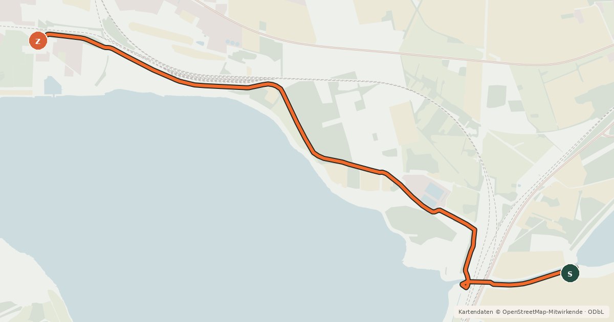 Kartenübersicht der Radroute Seenlandroute Großräschen