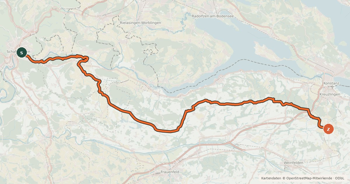 Kartenübersicht der Radroute Seerücken-Route