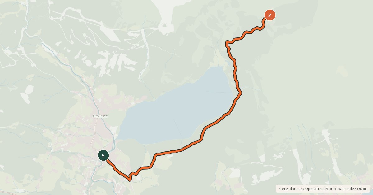Kartenübersicht der Radroute Seewiese Altaussee S110
