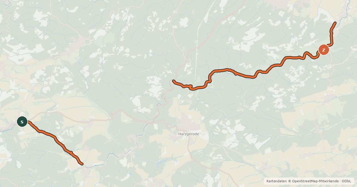 Kartenübersicht der Radroute Selkeweg