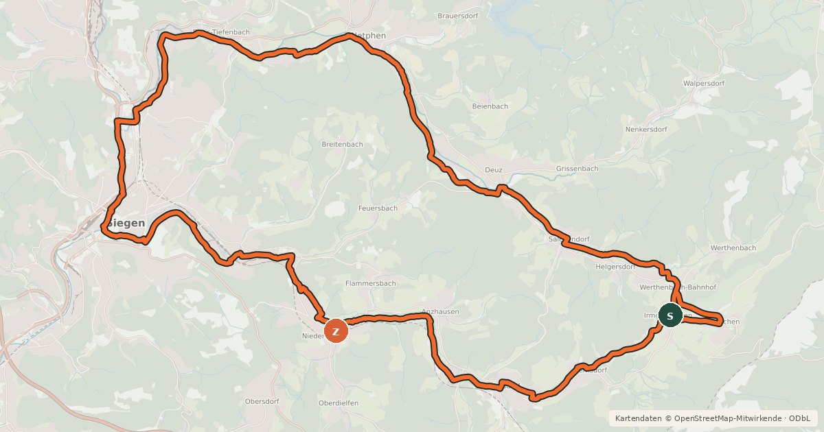 Kartenübersicht der Radroute SI 2